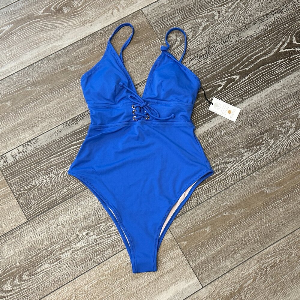 NWT Shade & Shore Sz S Fabulous One Piece Swimsuit in Ravishing Royal Blue